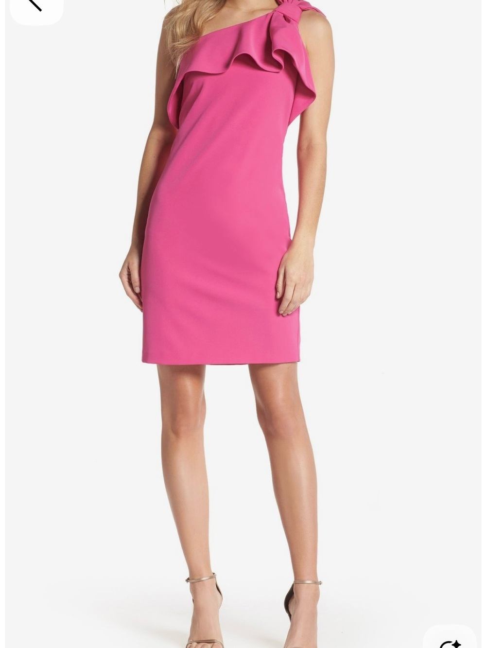 Vince Camuto One-Shoulder Ruffle Dress in Hot Pink